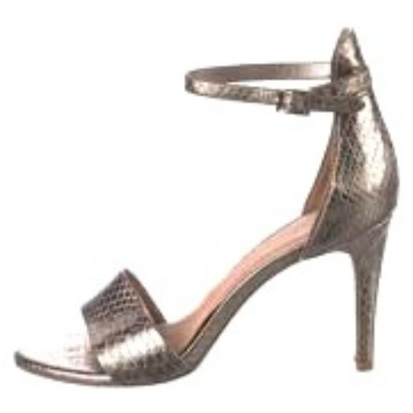 New JOIE Jaclyn Metallic Snakeskin Leather Stiletto Heel Sandal 9.5 MSRP $295 - Picture 1 of 7
